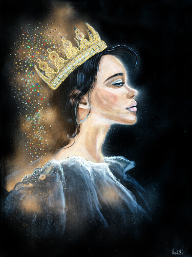 Girl queen of the night Картина под названием "Girl queen of the n…" - Svetlana, Подлинное произведение искусства, Акрил Установлен на Деревянная ра…
