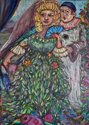 Pittura intitolato "Garden of Dualities" da Yuliya Gündoğan (ostbiju_art), Opera d'arte originale, Olio Montato su Telaio pe…