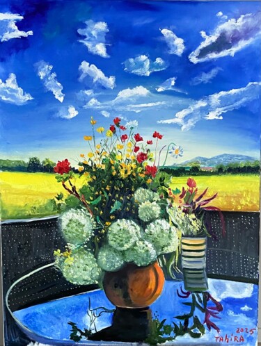 Fleurs brisées, nuages ​​blancs