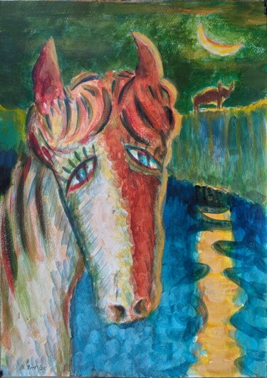 Disegno intitolato "Night" da Valerij Ang, Opera d'arte originale, Acrilico