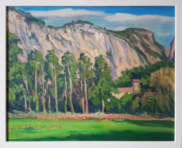 Malerei mit dem Titel "Paysage avec des mo…" von Iurii Kozliuk, Original-Kunstwerk, Öl Auf Keilrahmen aus Holz montiert