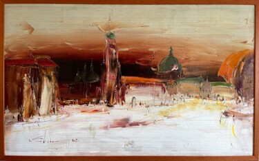 Lviv. Kornyakt Tower Painting titled "Lviv. Kornyakt Tower" by Igor Evsin (Ihor Yevsin), Original Artwork, Oil Mounted on Wood Stretcher frame