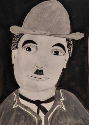 Pittura intitolato "Charlie Chaplin" da Lourdes M, Opera d'arte originale, Acquarello