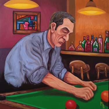Malerei mit dem Titel "After the game" von Maximilian Honderflenik, Original-Kunstwerk, Öl