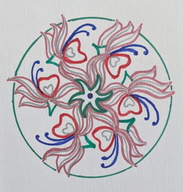 Peinture intitulée "Print only (4)" par Rajini Gundavarapu, Œuvre d'art originale, Stylo gel