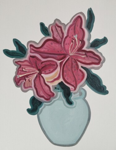 Schilderij getiteld "lily24" door Lihua Ji, Origineel Kunstwerk, Olie
