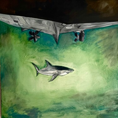 Schilderij getiteld "Tynemouth" door Roberto Rivas, Origineel Kunstwerk, Olie Gemonteerd op Frame voor houten brancard