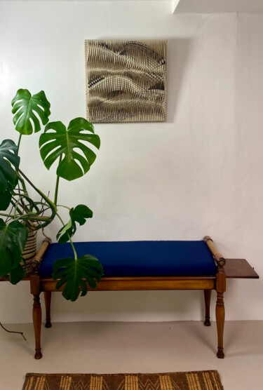 Art textile intitulée "Tableau sculpture a…" par Yasmina Kijek, Œuvre d'art originale, Tissu Monté sur Châssis en bois