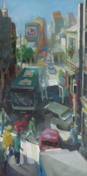 Pintura titulada "rue Oberkampf ou au…" por Clement Bordet, Obra de arte original, Acrílico