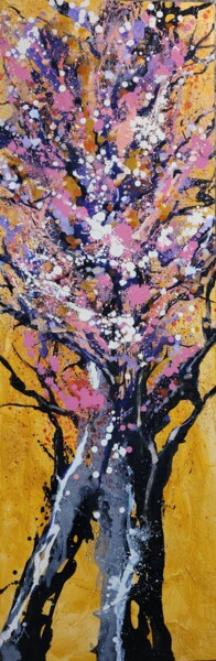 Schilderij getiteld ""Renouveau"" door Corinne Saboureux, Origineel Kunstwerk, Acryl Gemonteerd op Frame voor houten brancard
