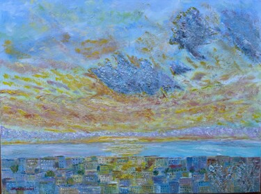 Pittura intitolato "Lever de soleil sur…" da Jm Mariani, Opera d'arte originale, Olio Montato su Telaio per barella in legno
