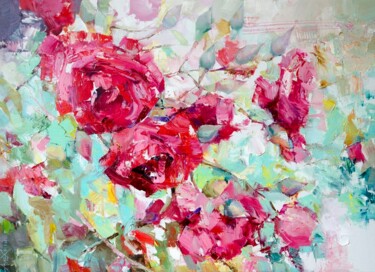 绘画 标题为“tea rose” 由Gennadi Alekhnovich, 原创艺术品, 油