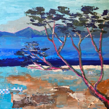 Painting titled "Pin en rose" by Florence Maraine Bertrand, Original Artwork, Acrylic Mounted on Wood Stretcher frame