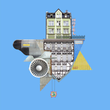 Цифровое искусство под названием "Blue Noon Hotel" - Matthias Jung, Подлинное произведение искусства, Цифровая фотография