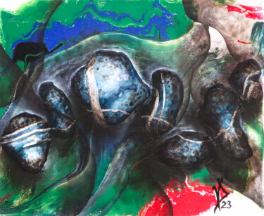 Schilderij getiteld "The thread of life" door Viktoria Dragon, Origineel Kunstwerk, Acryl Gemonteerd op Frame voor houten br…