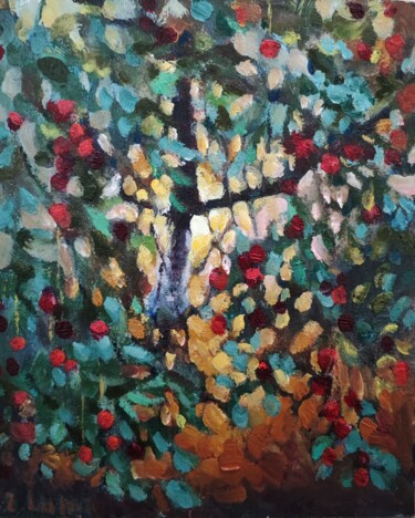Magic light. Birdland series. Painting titled "Magic light. Birdla…" by Irina Lopuh, Original Artwork, Oil Mounted on Cardboard