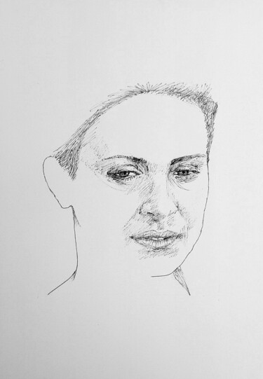 图画 标题为“Unfinished Portrait…” 由J. Gambande, 原创艺术品, 墨