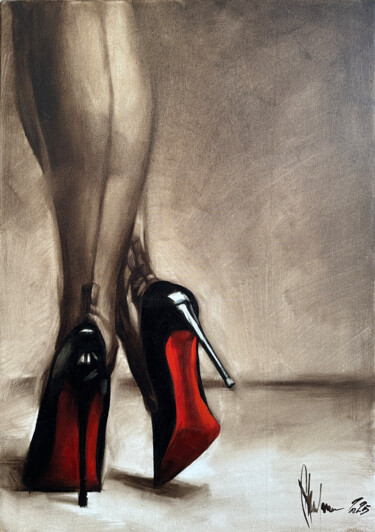 Louboutin Etude 2. Pintura intitulada "Louboutin Etude 2." por Igor Shulman, Obras de arte originais, Óleo Montado em Armação em madeira