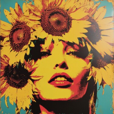 Schilderij getiteld "SUNFLOWER BEAUTY" door Claudia Sauter (Poptonicart), Origineel Kunstwerk, Acryl