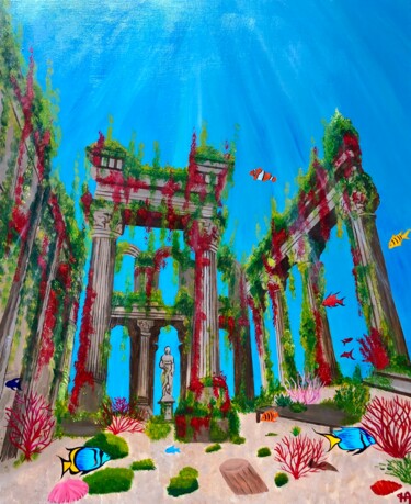 绘画 标题为“CITE ENGLOUTIE” 由Françoise Augustine, 原创艺术品, 丙烯 安装在木质担架架上
