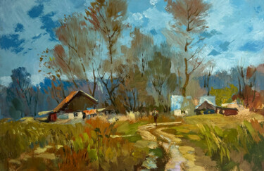 Painting titled "I'm going back home" by Yuriy Suprunchuk, Original Artwork, Oil Mounted on Cardboard