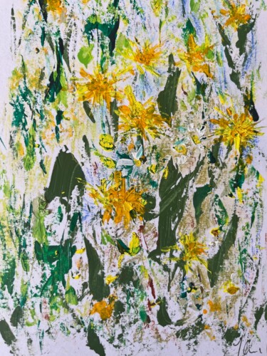 Peinture intitulée "Petits soleils" par Claudine Janel, Œuvre d'art originale, Acrylique Monté sur Carton