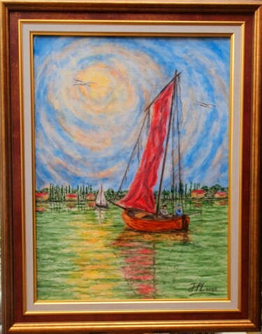 Pittura intitolato "Les voiles d'Amaury" da Jean-Pierre Loubinoux, Opera d'arte originale, Acrilico Montato su Telaio per ba…