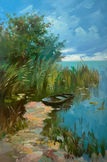 제목이 "Sunny warm day by t…"인 미술작품 Yuriy Suprunchuk로, 원작, 기름 판지에 장착됨