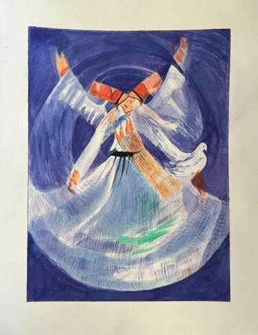 绘画 标题为“Whirling dervish” 由Siyavash Chegeni, 原创艺术品, 水彩