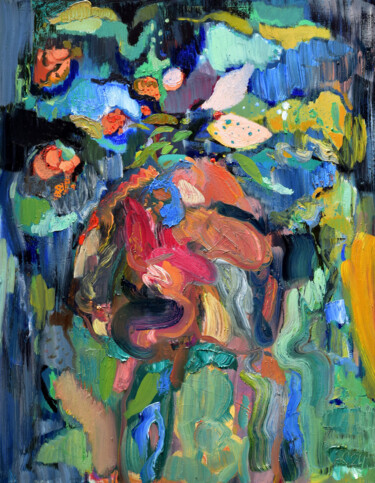 Abstract Garden Pittura intitolato "Abstract Garden" da Asta Kulikauskaite Krivickiene, Opera d'arte originale, Olio Montato su Telaio per b…