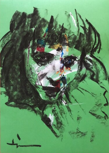 Drawing titled "Stella" by Dominique Dève, Original Artwork, Charcoal