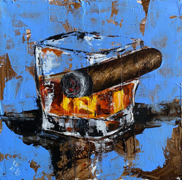 Whiskey and cigar 8 Pittura intitolato "Whiskey and cigar 8" da Volodymyr Nezdiimynoha, Opera d'arte originale, Acrilico Montato su Telaio per b…