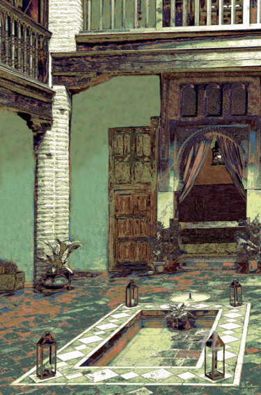 Painting titled "Alhambra-Nasrid Hou…" by Pablo Guillamon, Original Artwork, Digital Photography