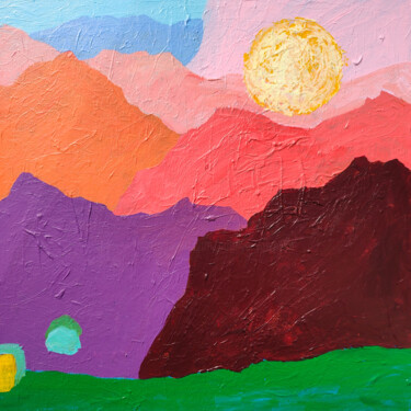 Full Moon Mountain painting Картина под названием "Full Moon Mountain…" - Natalya Volynska, Подлинное произведение искусства, Акрил Установлен на Деревя…