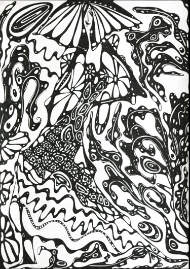 Under the umbrella "Under the umbrella" başlıklı Resim Irina Shumskaya tarafından, Orijinal sanat, Jel kalem Karton üzerine monte edilmiş