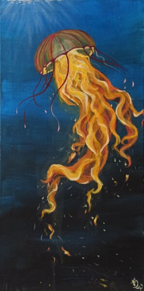 Feuerqualle (87) 绘画 标题为“Feuerqualle (87)” 由Johanna Schlößin, 原创艺术品, 丙烯 安装在木质担架架上