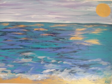 Painting titled "Sea" by Alaitz Sasieta, Original Artwork, Acrylic Mounted on Wood Stretcher frame