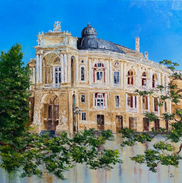 Odessa Opera Theater Painting titled "Odessa Opera Theater" by Volodymyr Nezdiimynoha, Original Artwork, Oil Mounted on Wood Stretcher frame