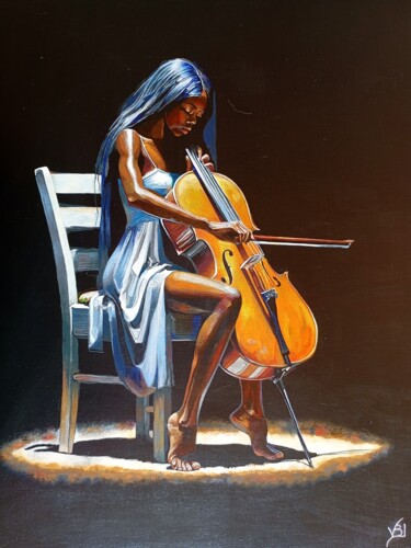 Symphonie Solitaire Schilderij getiteld "Symphonie Solitaire" door Virginie Bocquet-Jonghes, Origineel Kunstwerk, Acryl Gemonteerd op Karton