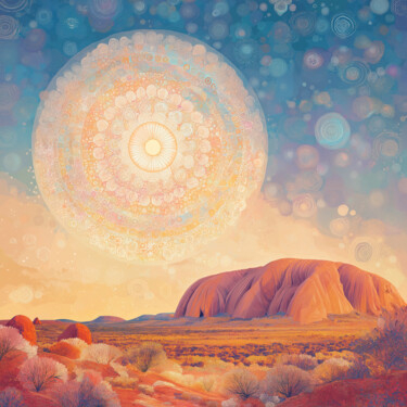 Sprit of the Desert: Uluru’s Abstract Beauty Arts numériques intitulée "Sprit of the Desert…" par Anna Burger, Œuvre d'art originale, Peinture numérique