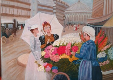绘画 标题为“Продавец цветов” 由Maria Belausova, 原创艺术品, 油