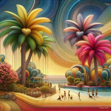 "Un día de playa en…" başlıklı Dijital Sanat Rogo Lino tarafından, Orijinal sanat, AI tarafından oluşturulan görüntü artwork…