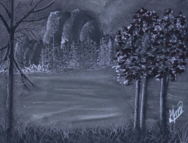 Desenho intitulada "Alone left to wander" por Alicia Lopez, Obras de arte originais, Carvão