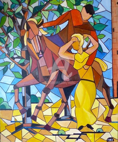 Pittura intitolato "Chevaleresque" da Esdez, Opera d'arte originale, Olio Montato su Telaio per barella in legno