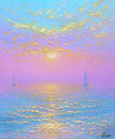 「Sea 038」というタイトルの絵画 Dmitry Oleynによって, オリジナルのアートワーク, オイル ウッドストレッチャーフレームにマウント