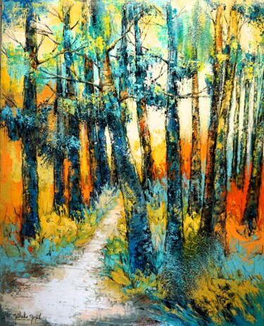Mélodie des bois Peinture intitulée "Mélodie des bois" par Nathalie Montel, Œuvre d'art originale, Acrylique Monté sur Châssis en bois