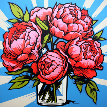 Peinture intitulée "Peony" par Kosta Morr, Œuvre d'art originale, Acrylique Monté sur Châssis en bois