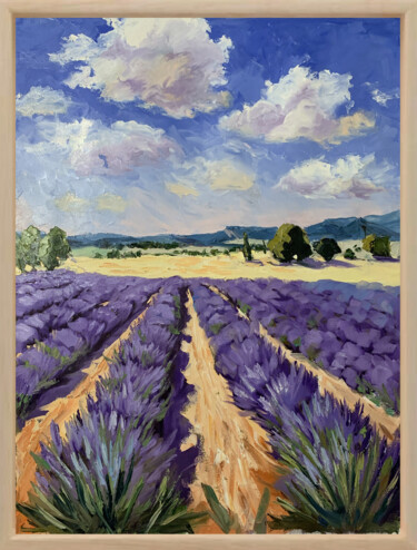 Tuscan Lavender Fields. 제목이 "Tuscan Lavender Fie…"인 미술작품 Vita Schagen로, 원작, 기름 나무 들것 프레임에 장착됨