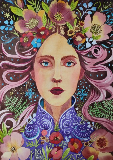 Pittura intitolato "Summer Girl" da Ulia Nagornaa, Opera d'arte originale, Acquarello