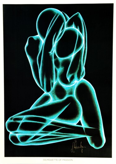 Sillhoutte of Passion (green variant) Printmaking titled "Sillhoutte of Passi…" by Jow, Original Artwork, Analog Print